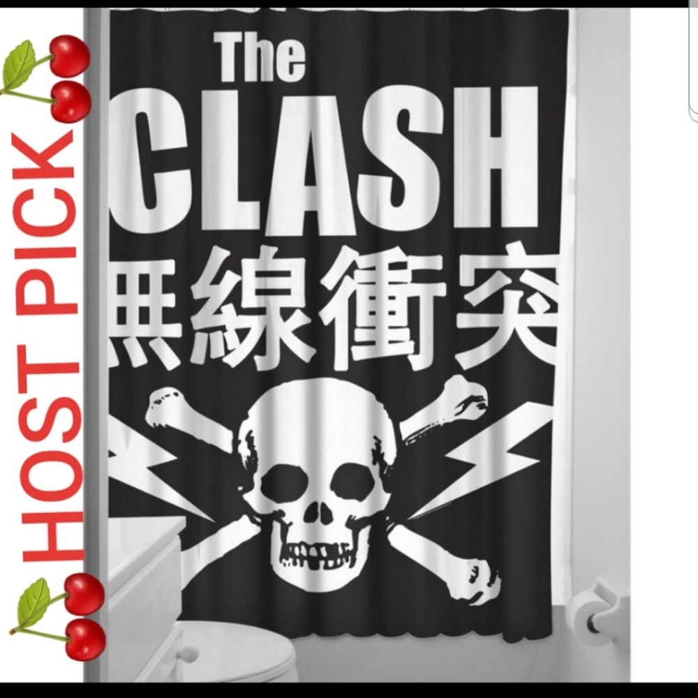 Sourpuss The Clash Japan Tour Skull Crossbones Bathroom Shower Curtain w Hooks